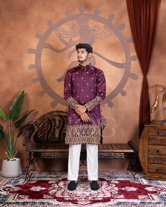 Royal Dusk Zari Embroidered Heirloom Kurta