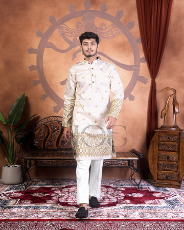 Ivory Crest Zari Embroidered Heirloom Kurta