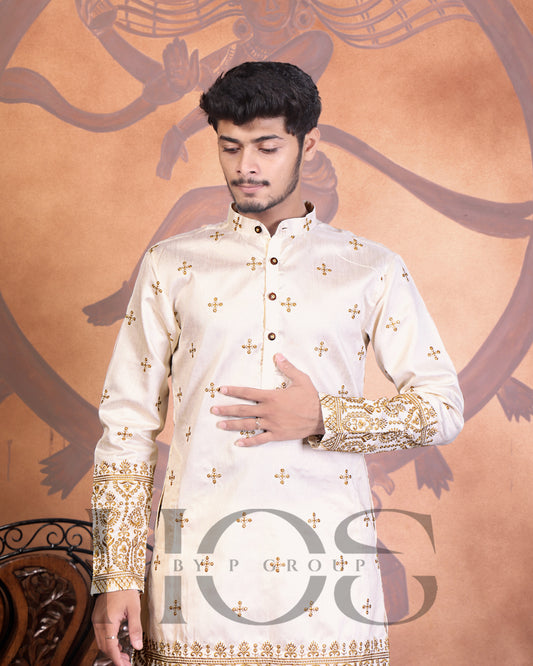Ivory Crest Zari Embroidered Heirloom Kurta