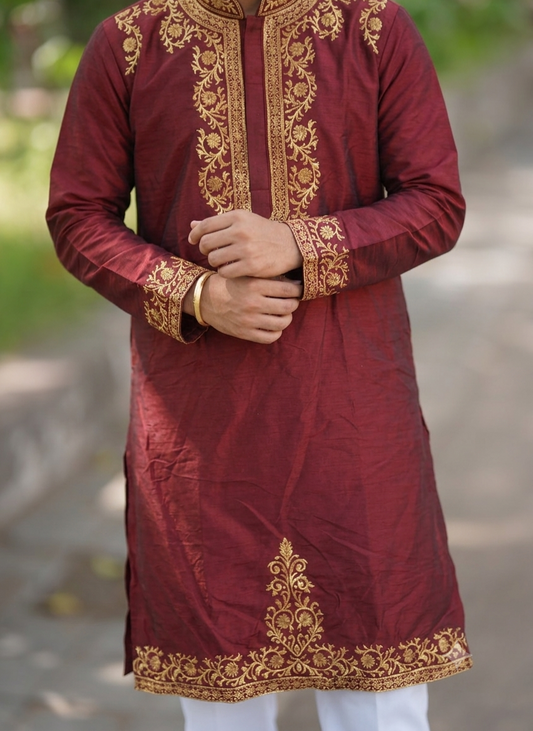 ZAPVO CURVES JACQUARD HEAVY KURTA