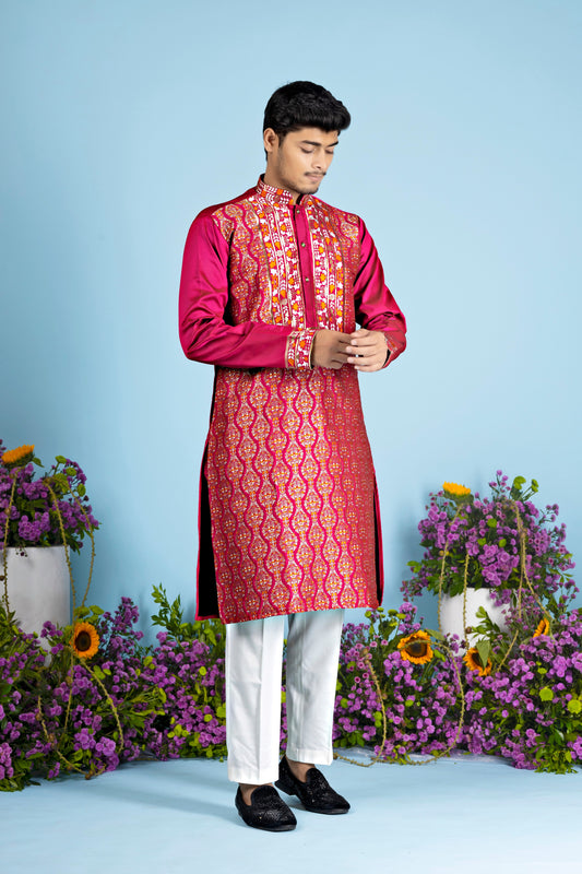 Midnight Heirloom Jacquard Kurta