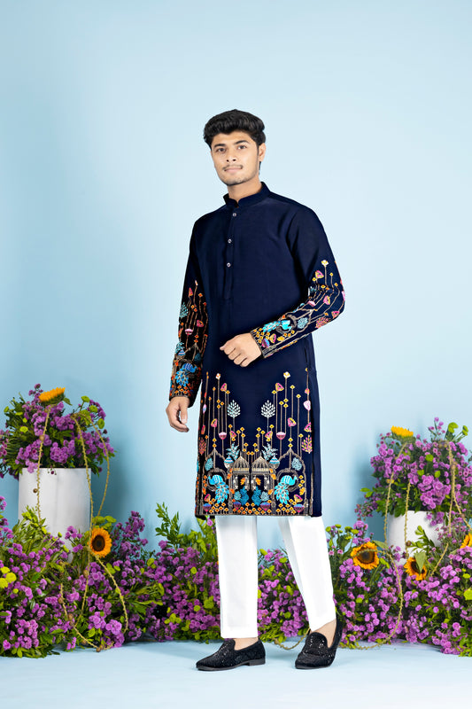 Midnight Garden Heritage Embroidered Kurta
