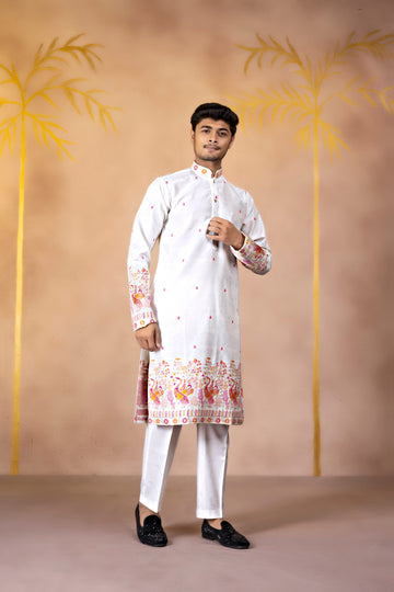 Amaranth Heirloom Jacquard Kurta
