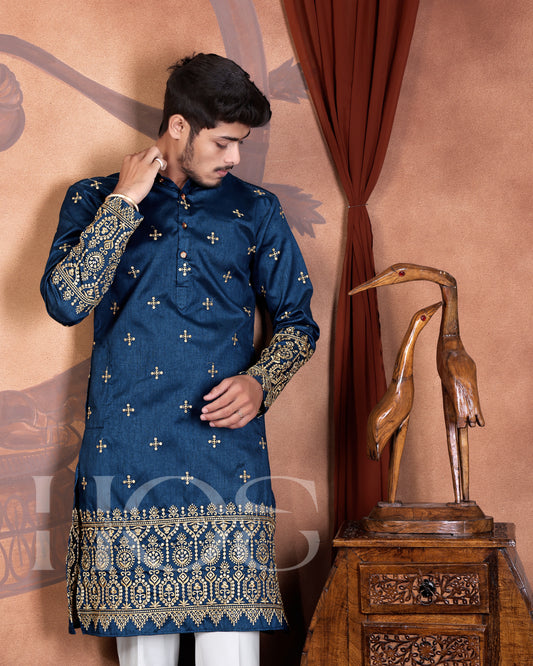 Celestial Crest Zari Embroidered Heirloom Kurta