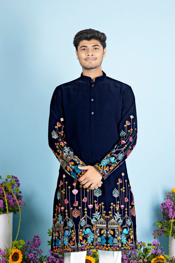 Midnight Garden Heritage Embroidered Kurta