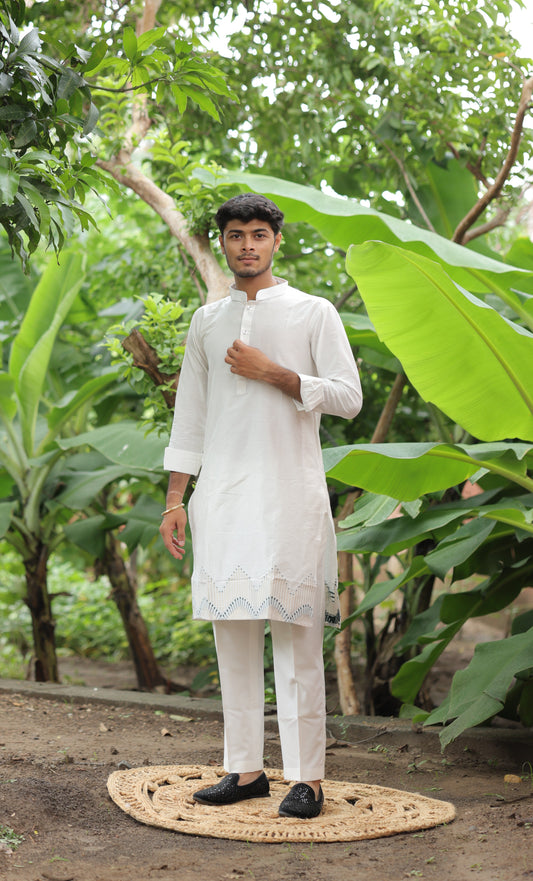 Mist Heirloom Jacquard Kurta