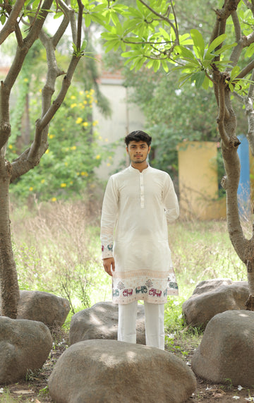Ivory Heirloom Parade Jacquard Kurta