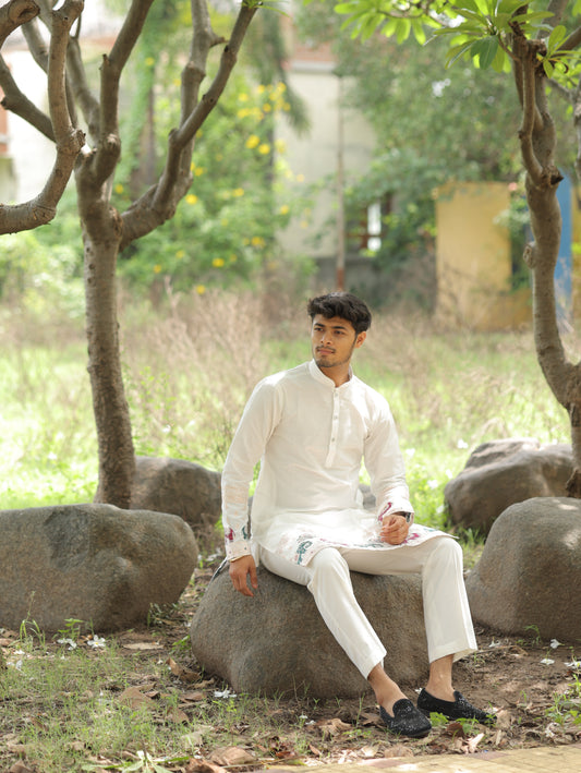 Ivory Heirloom Parade Jacquard Kurta
