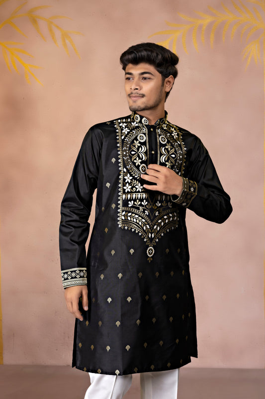 Midnight Aurelius Heirloom Jacquard Kurta