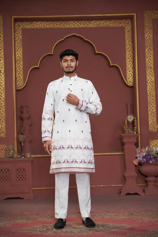 ASQUARE DEER WOVEN KURTA