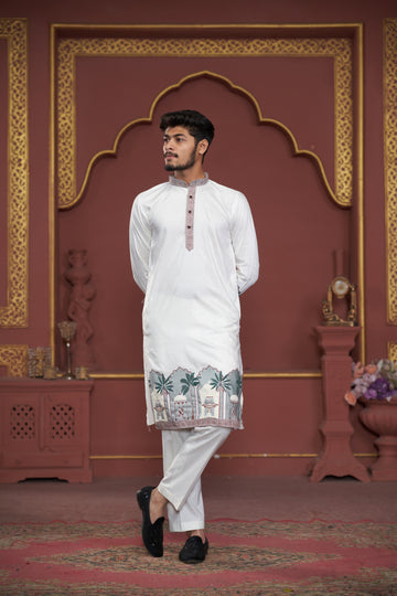 PLEASANT TAJ JACQUARD WOVEN KURTA