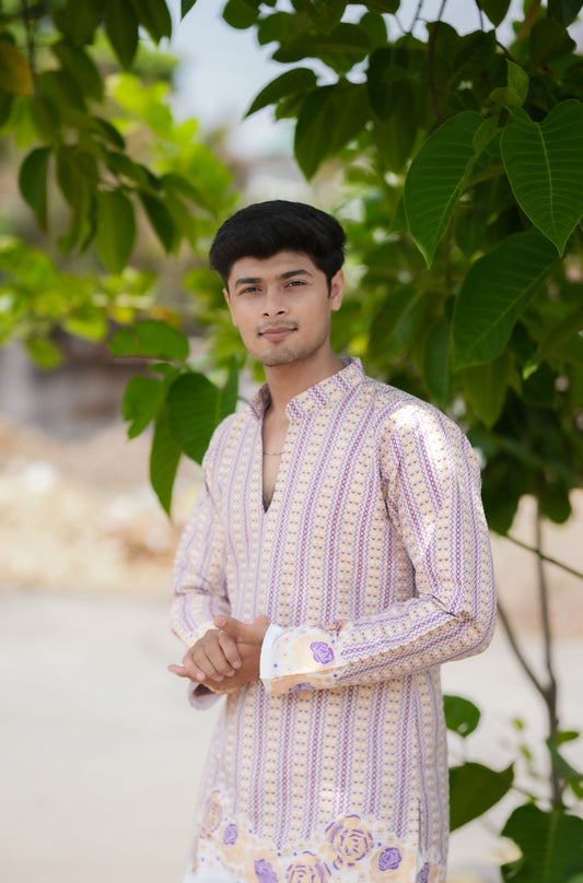 V ROSE MULTI JACQUARD KURTA