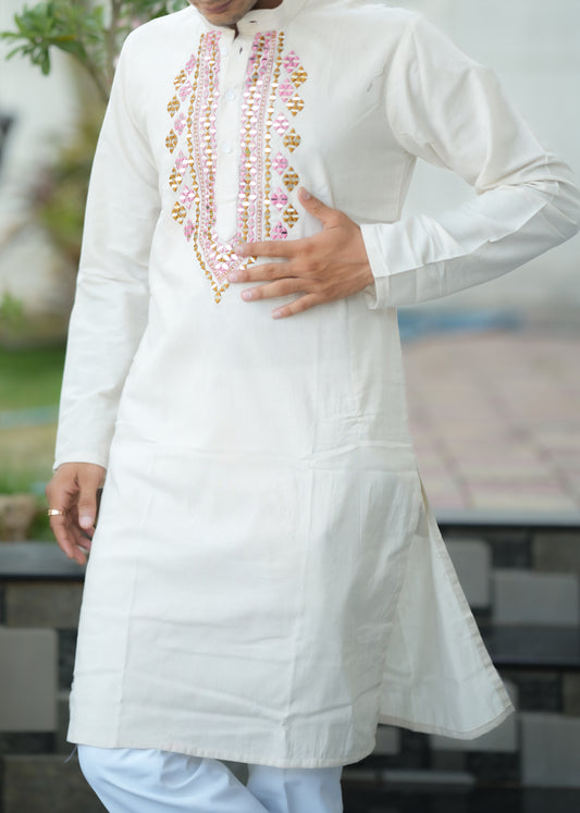 SQUARED KHADI MIRROR KURTA
