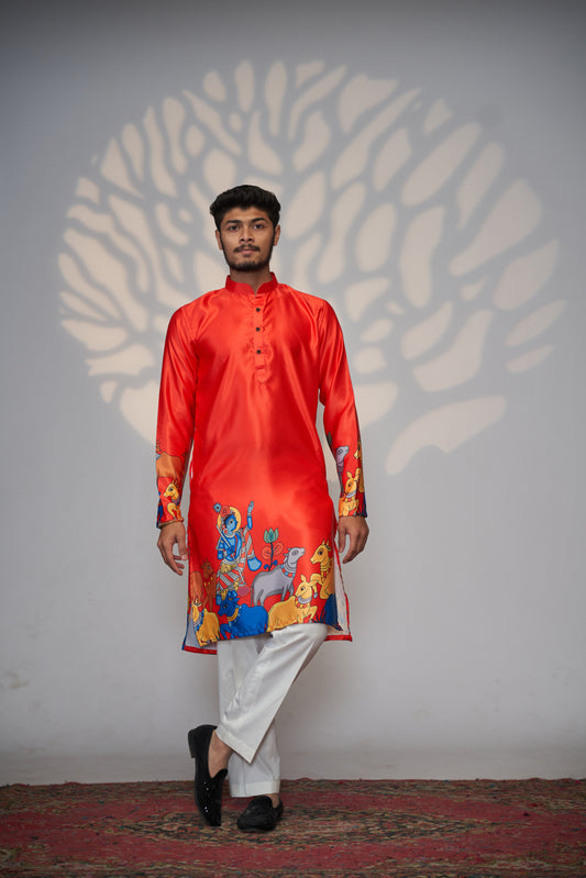 Scarlet Heritage Canopy Kurta