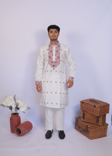 Ivory Bloom Heirloom Jacquard Kurta