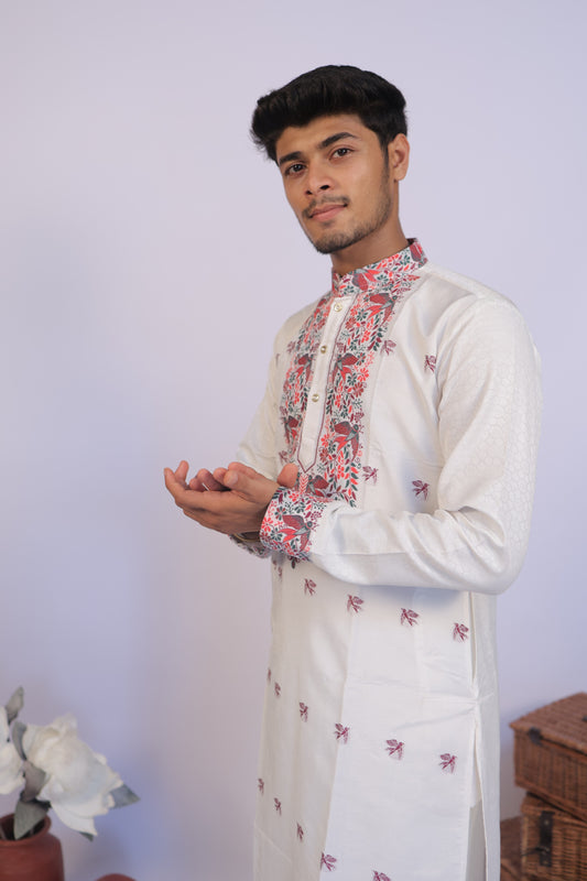 Ivory Bloom Heirloom Jacquard Kurta